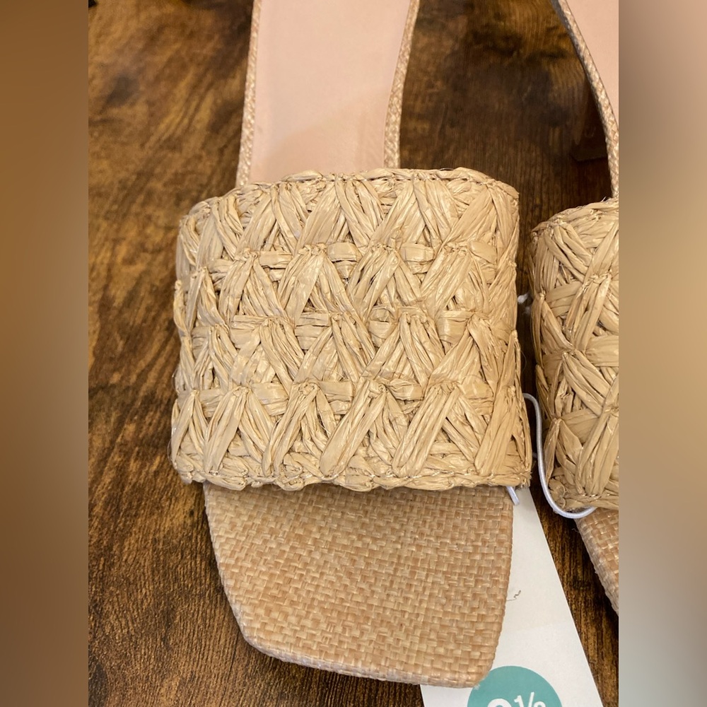A New Day Women's Ayla Raffia Slide Heels with Memory Foam Insole Tan Size 9.5 - Picture 3 of 6